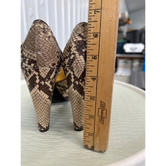 Coach Ivanah Snake Print Pumps Women 7.5 Peep Toe Beige Brown Animal Print Chic - Picture 7 of 11